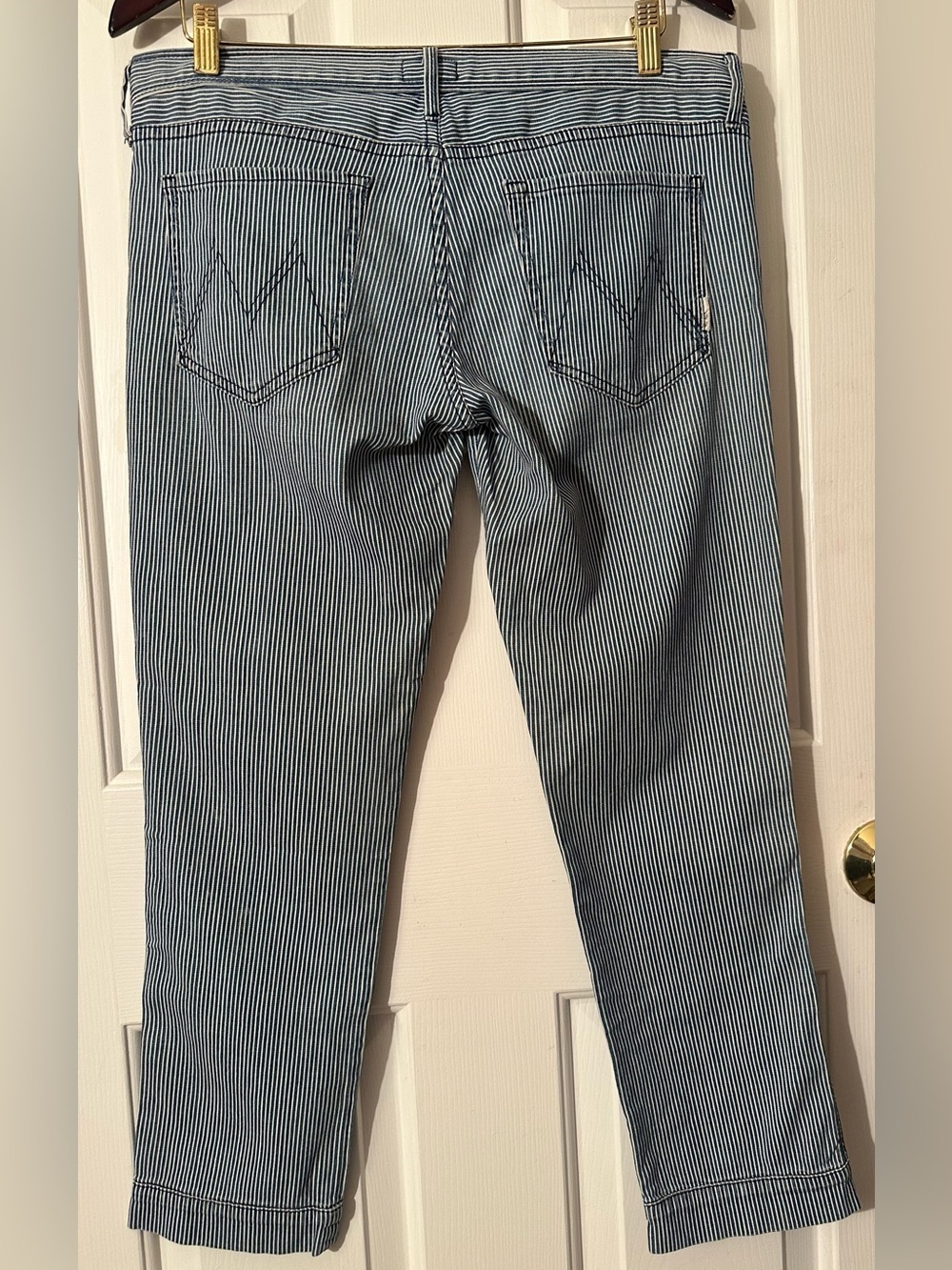 MOTHER 30 Tie Me Up Rascal Down The Road Striped Lo Rise Railroad Skinny Jean - Picture 3 of 14
